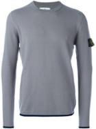Stone Island Logo Patch Jumper, Men's, Size: Xl, Grey, Polyester/wool