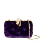 Benedetta Bruzziches Purple Carmen Velvet Clutch Bag With Hand