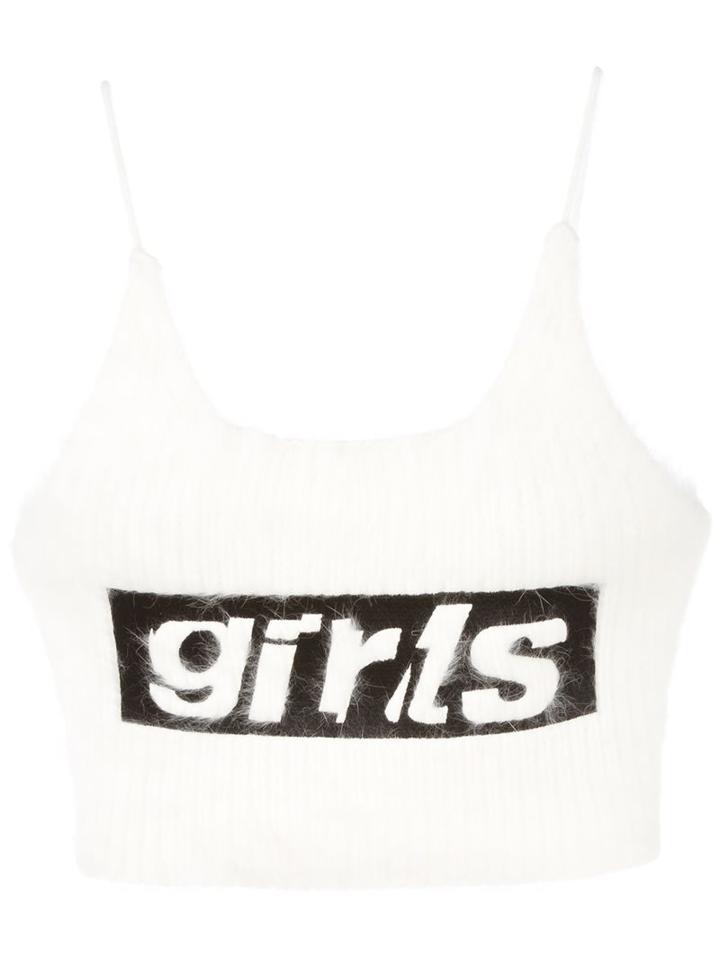 Alexander Wang Girls Cropped Tank Top, Women's, Size: Medium, White, Angora/polyamide