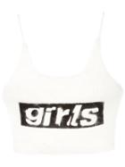Alexander Wang Girls Cropped Tank Top, Women's, Size: Medium, White, Angora/polyamide