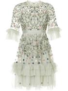 Needle & Thread Floral Embroidered Dress - Grey