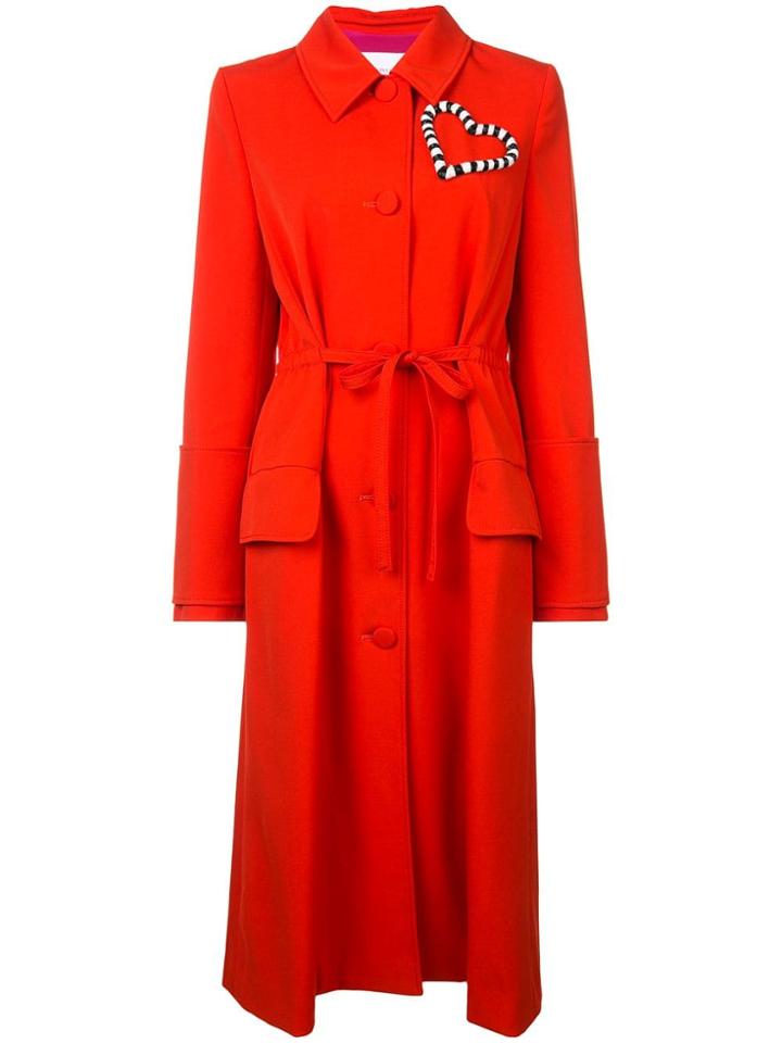 Carolina Herrera Heart Embellished Coat - Red