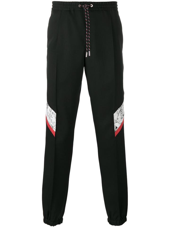 Dior Homme Contrast Panel Track Pants, Men's, Size: 50, Black, Virgin Wool/polyurethane