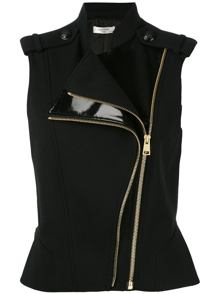 Lanvin - Sleeveless Gilet - Women - Polyester/polyurethane/acetate/wool - 38, Black, Polyester/polyurethane/acetate/wool