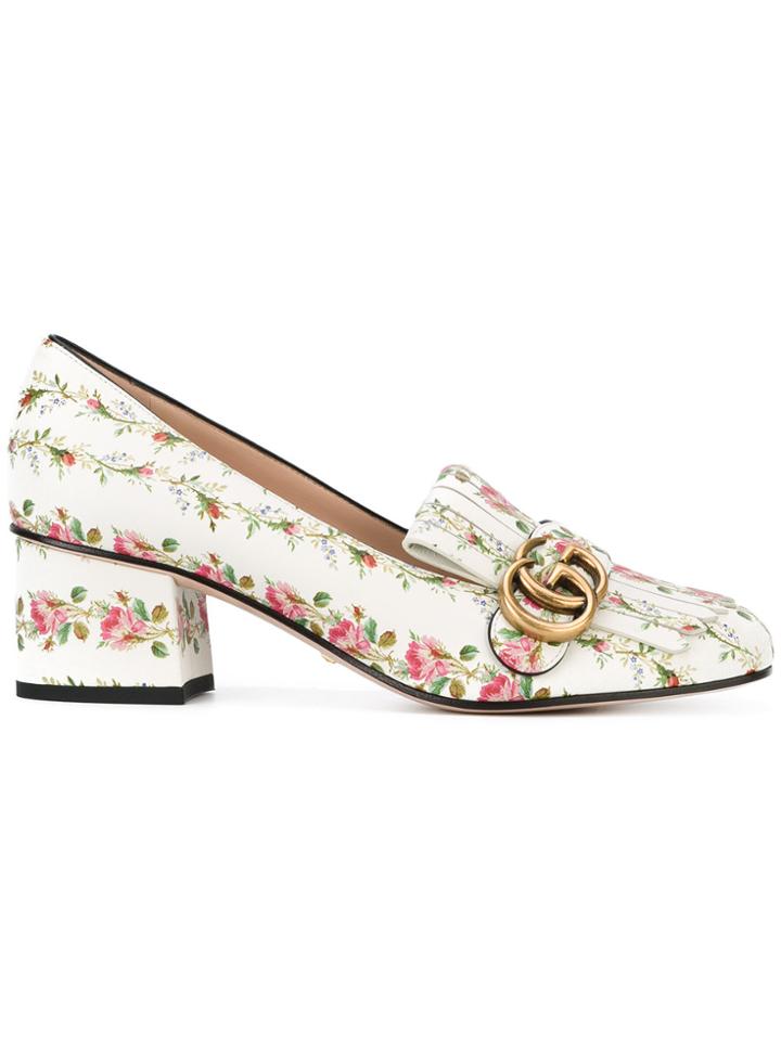 Gucci Floral Marmont Loafers - White