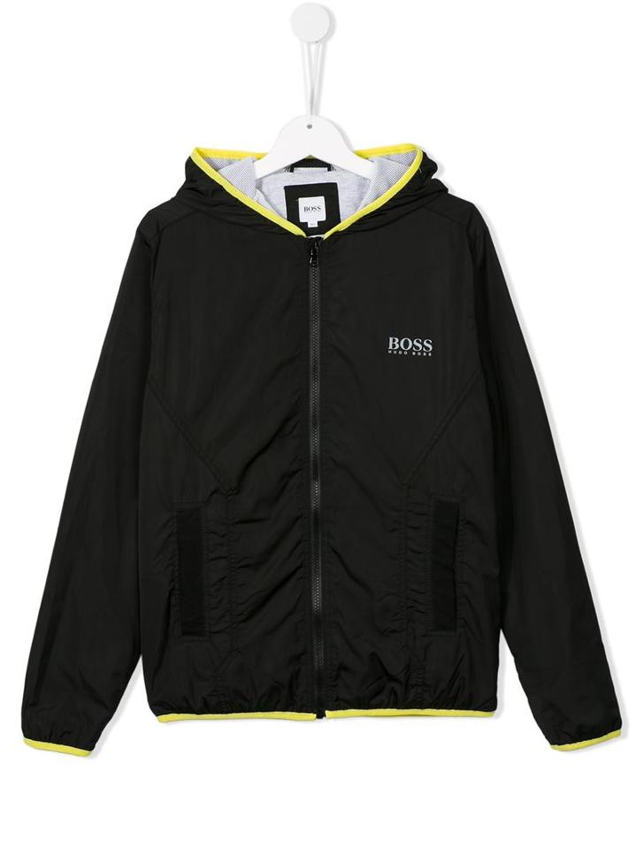 Boss Kids Hooded Windbreaker, Boy's, Size: 14 Yrs, Black