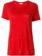 Iro - Clay Distressed T-shirt - Women - Linen/flax - S, Red, Linen/flax