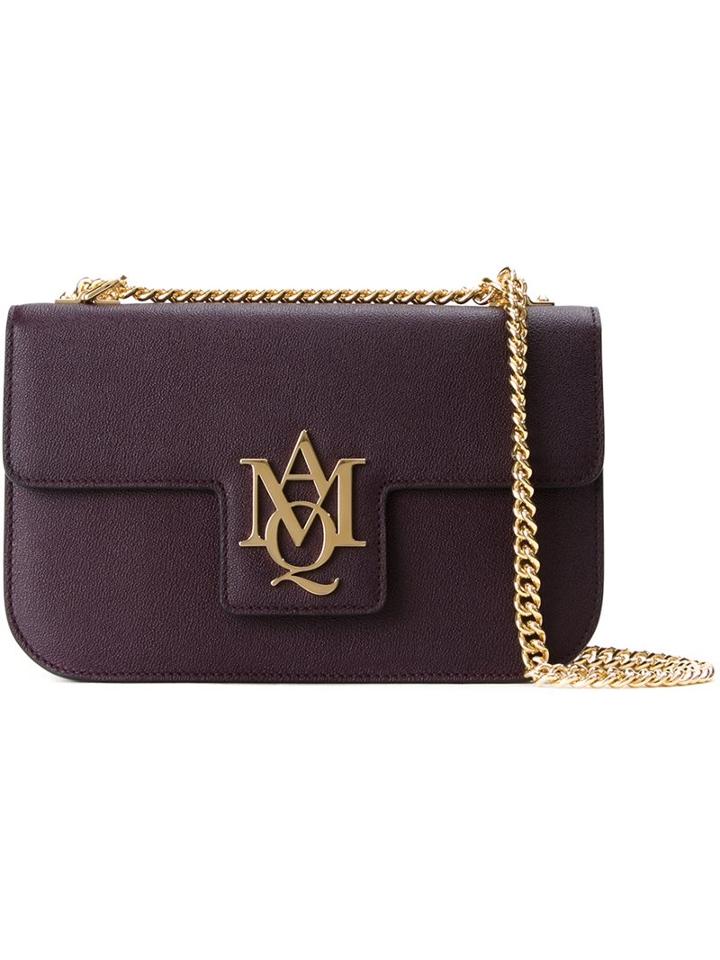 Alexander Mcqueen 'insignia' Chain Satchel, Women's, Pink/purple, Calf Leather