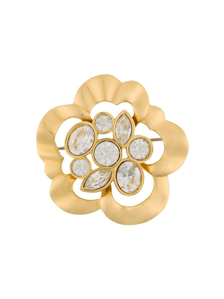 Susan Caplan Vintage 1980s Swarovski Brooch - Gold