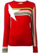 No21 Star Intarsia Jumper, Women's, Size: 40, Red, Silk/wool/viscose