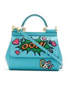Dolce & Gabbana Patch Embellished Sicily Handbag - Blue