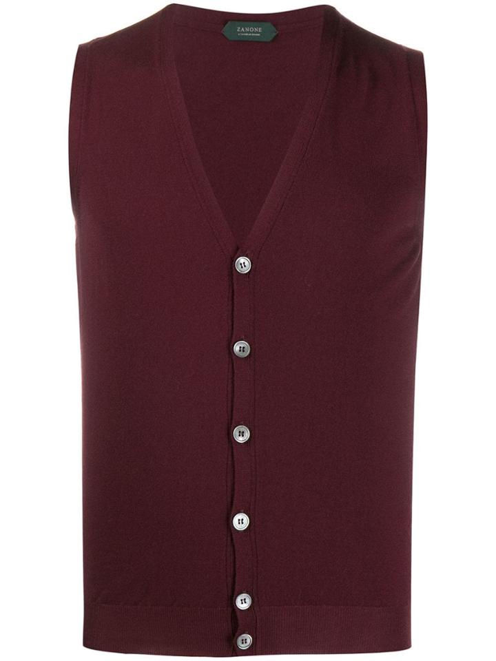 Zanone Buttoned Vest - Red