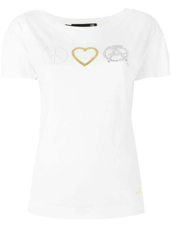 Love Moschino Peace T-shirt, Women's, Size: 46, White, Cotton