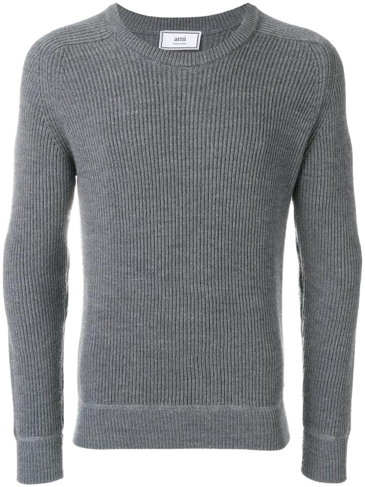Ami Alexandre Mattiussi Crew Neck Elbow Patches Fisherman's Rib