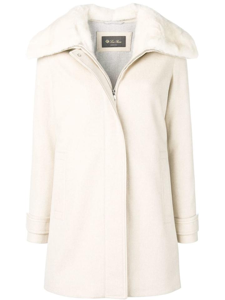 Loro Piana Fur Collared Coat - Nude & Neutrals