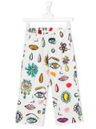 Moschino Kids Face Print Trousers, Girl's, Size: 14 Yrs, White