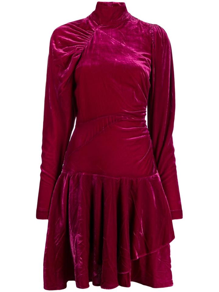 Rotate Velvet Ruffled Dress - Pink
