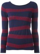 Armani Collezioni Striped Blouse, Women's, Size: 46, Blue, Viscose/polyester