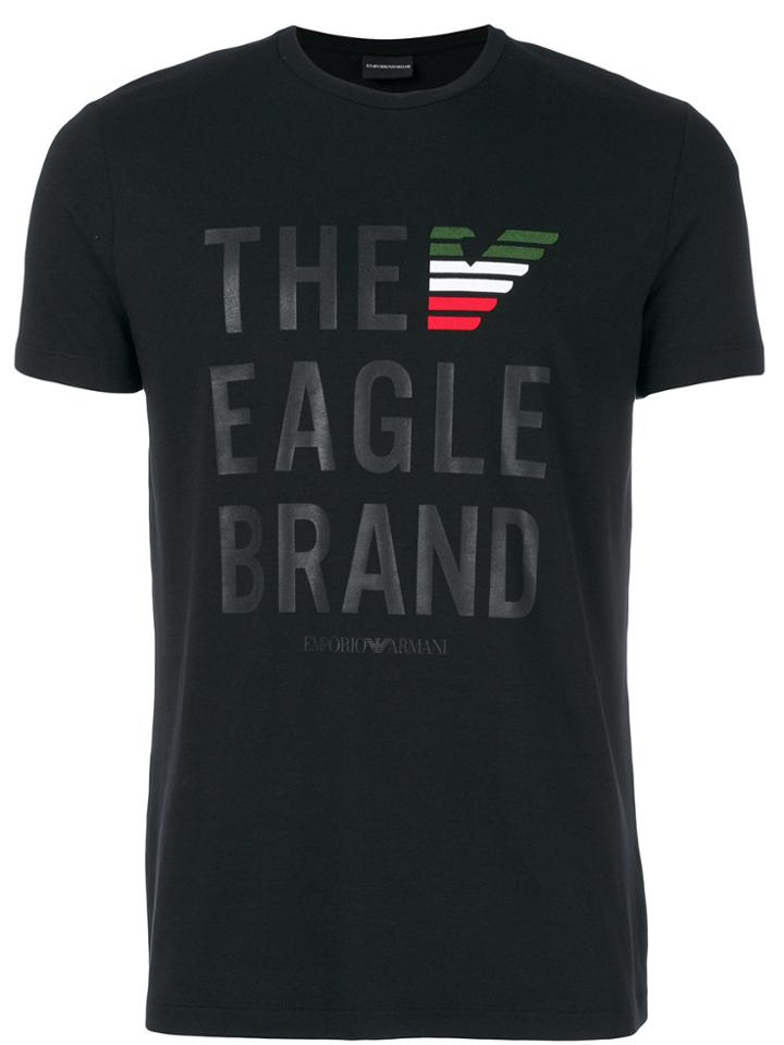 Emporio Armani Slogan Printed T-shirt - Black