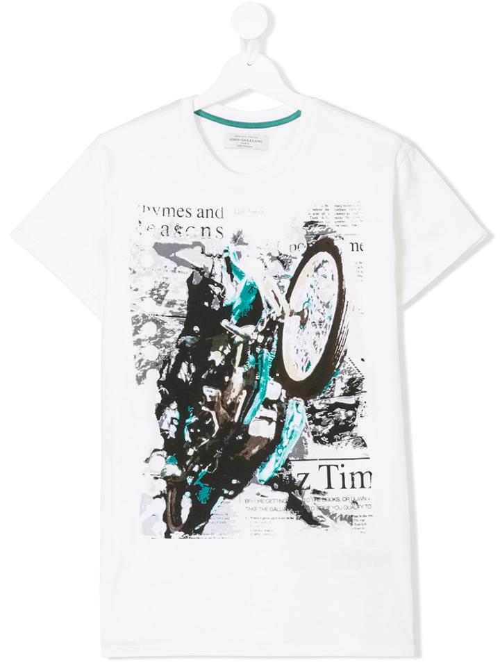 John Galliano Kids Teen Motorcycle Print T-shirt - White