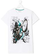 John Galliano Kids Teen Motorcycle Print T-shirt - White