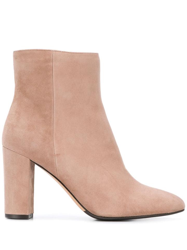 The Seller Block Heel Ankle Boots - Pink