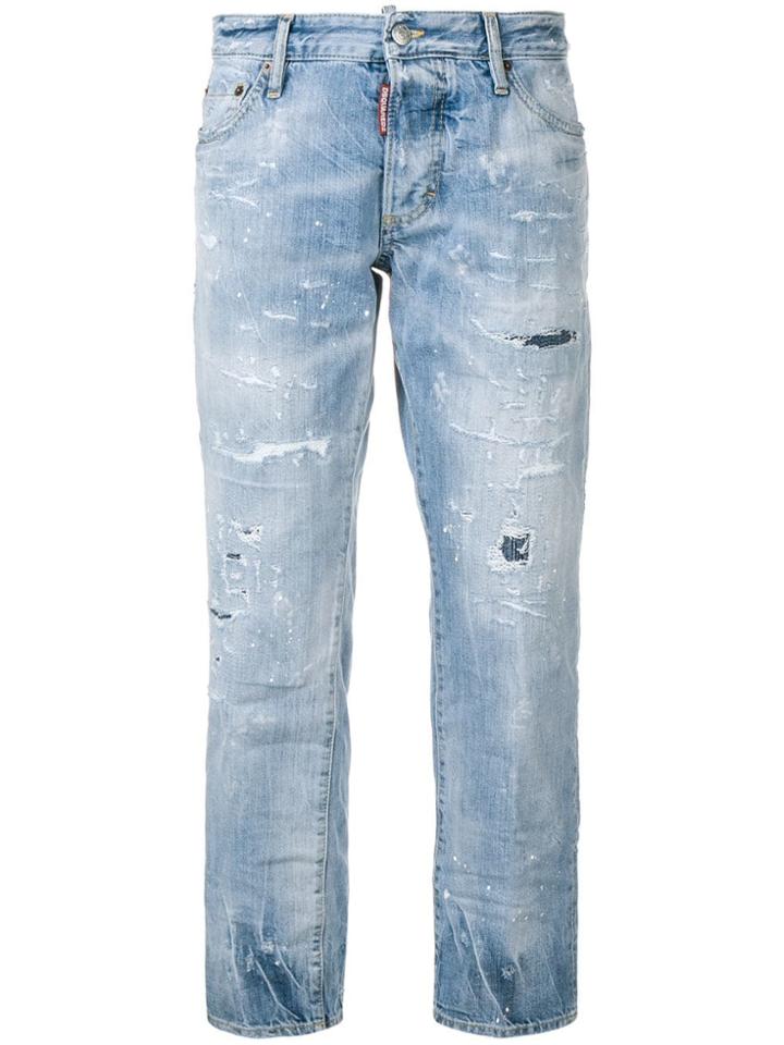 Dsquared2 Cropped Distressed Jeans - Blue