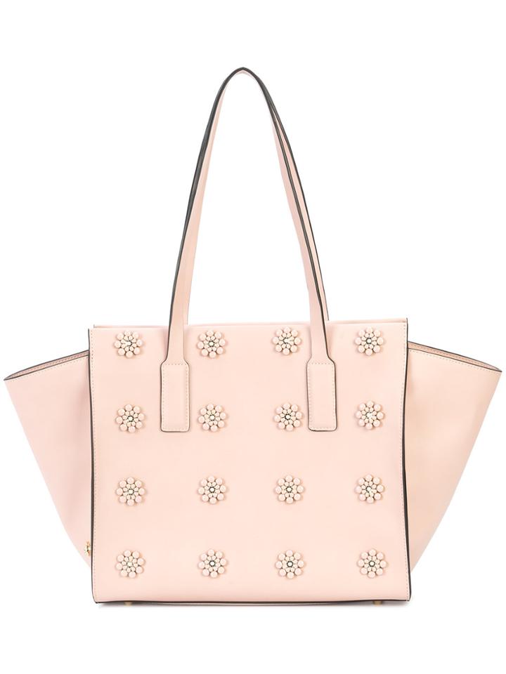 Christian Siriano Floral Appliquée Shoulder Bag - Pink & Purple