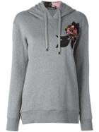 Dolce & Gabbana Embroidered Appliqué Rose Hoodie, Women's, Size: 40, Grey, Cotton/silk