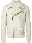 Salvatore Santoro Marble Effect Biker Jacket - White