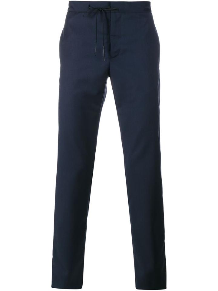 Maison Margiela Drawstring Trousers, Men's, Size: 52, Blue, Cotton/leather/wool