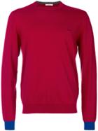 Sun 68 Contrast Cuff Sweater - Red