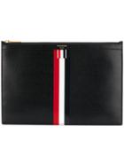 Thom Browne Tricolour Zipper Tablet Holder - Black