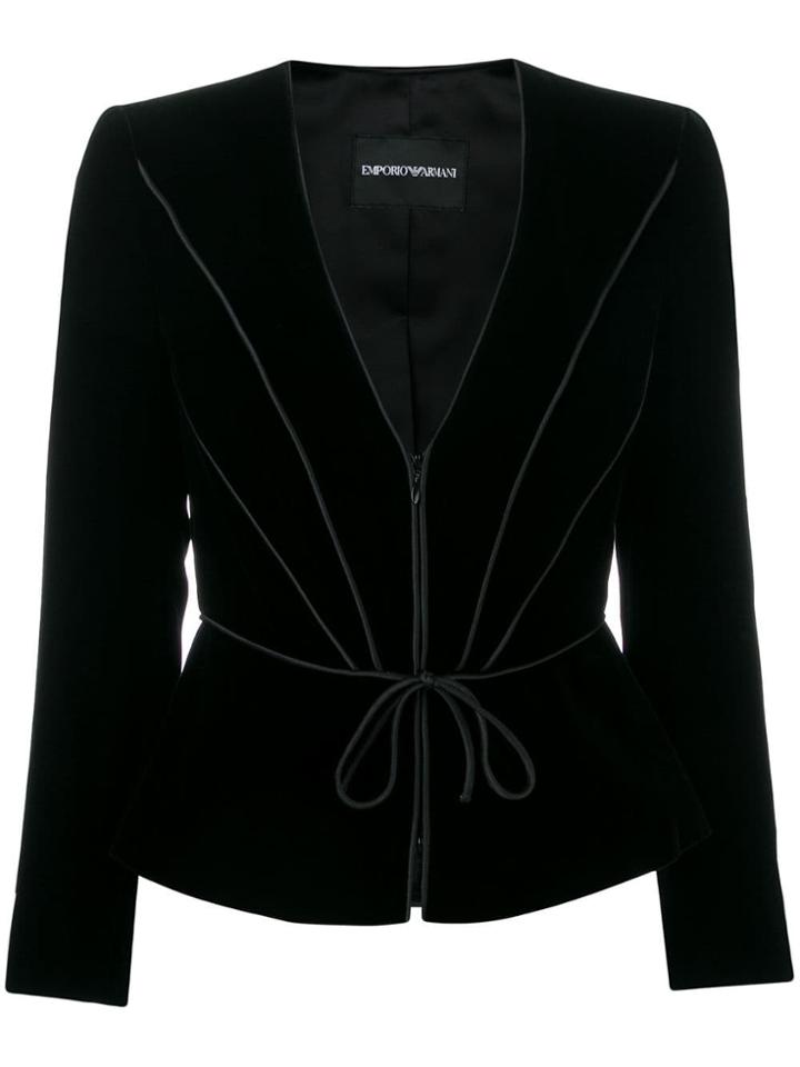 Emporio Armani Waist-tied Fitted Blazer - Black