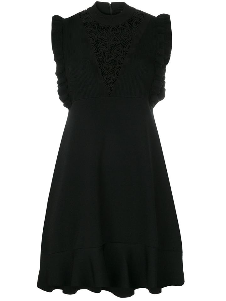 Red Valentino Sleeveless Lace Inset Dress - Black