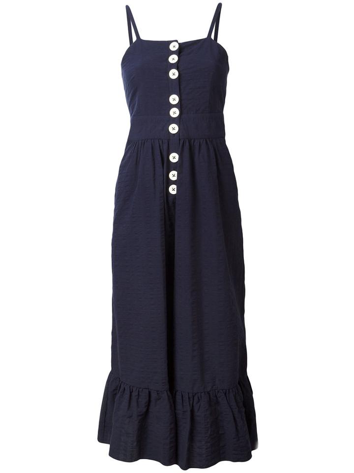 See By Chloé Button Front Sundress, Women's, Size: 36, Blue, Cotton/spandex/elastane