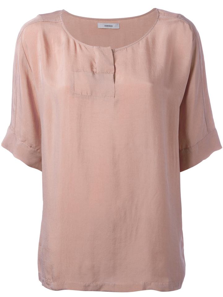 Humanoid Short-sleeve Blouse, Size: Medium, Pink/purple, Cupro/viscose