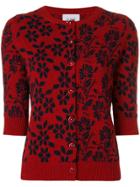 Barrie Cashmere Floral Cardigan - Red