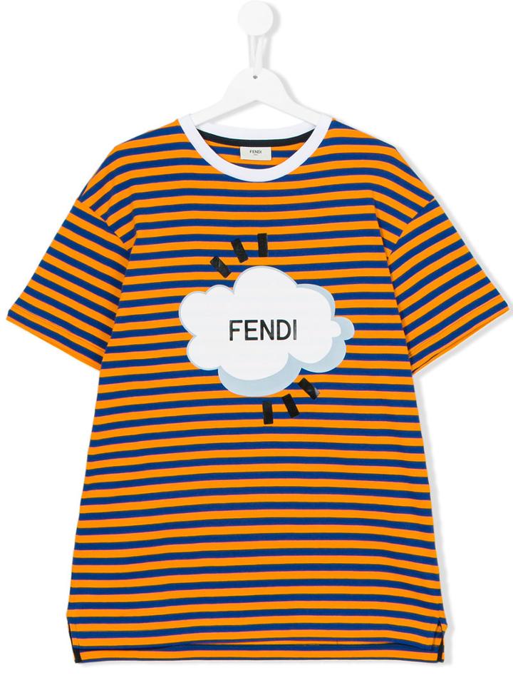 Fendi Kids - Striped T-shirt - Kids - Cotton - 14 Yrs, Orange