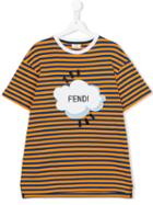 Fendi Kids - Striped T-shirt - Kids - Cotton - 14 Yrs, Orange