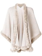 N.peal Fur Trimmed Cashmere Cape - Neutrals