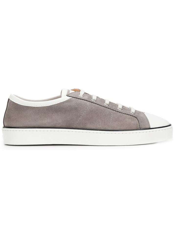 Santoni Contrast Toe Cap Sneakers, Men's, Size: 41.5, Grey, Leather