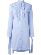 Cédric Charlier Ruffled Detail Shirt Dress, Women's, Size: 44, Blue, Cotton/other Fibers