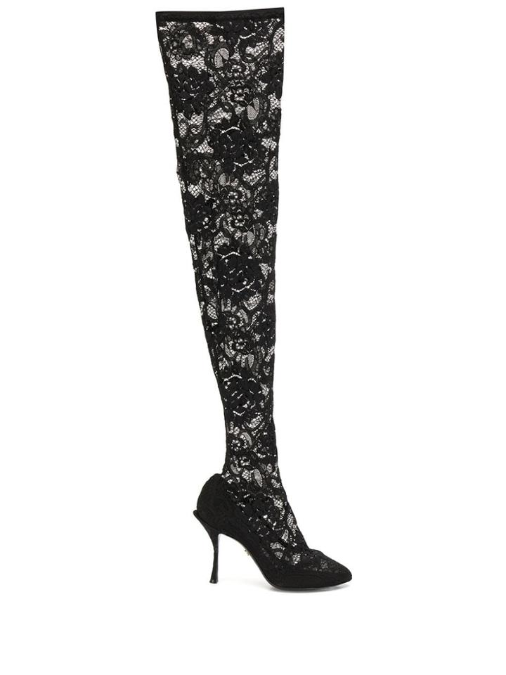Dolce & Gabbana Lace Overlay Pumps - Black