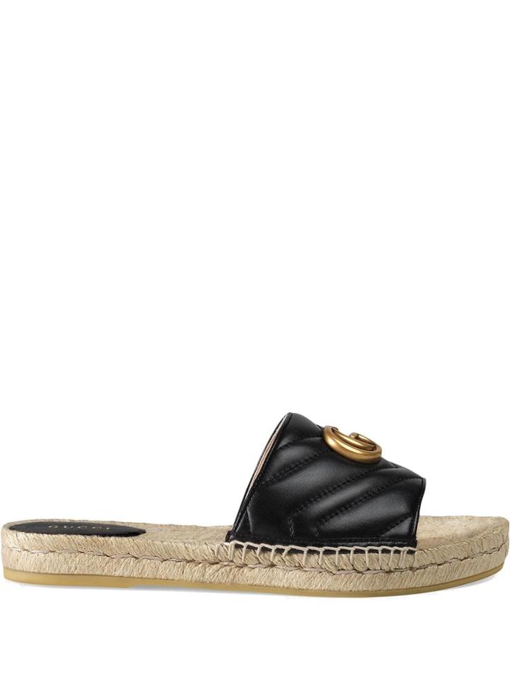 Gucci Leather Espadrille Sandal - Black