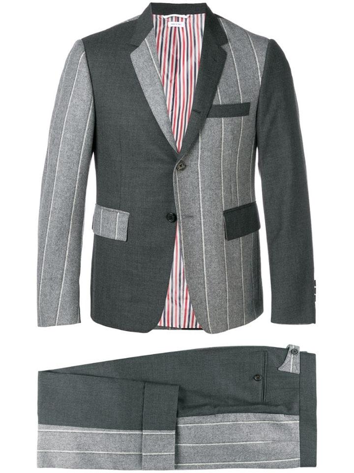 Thom Browne Fun Mix Shadow Stripe Suit - Grey