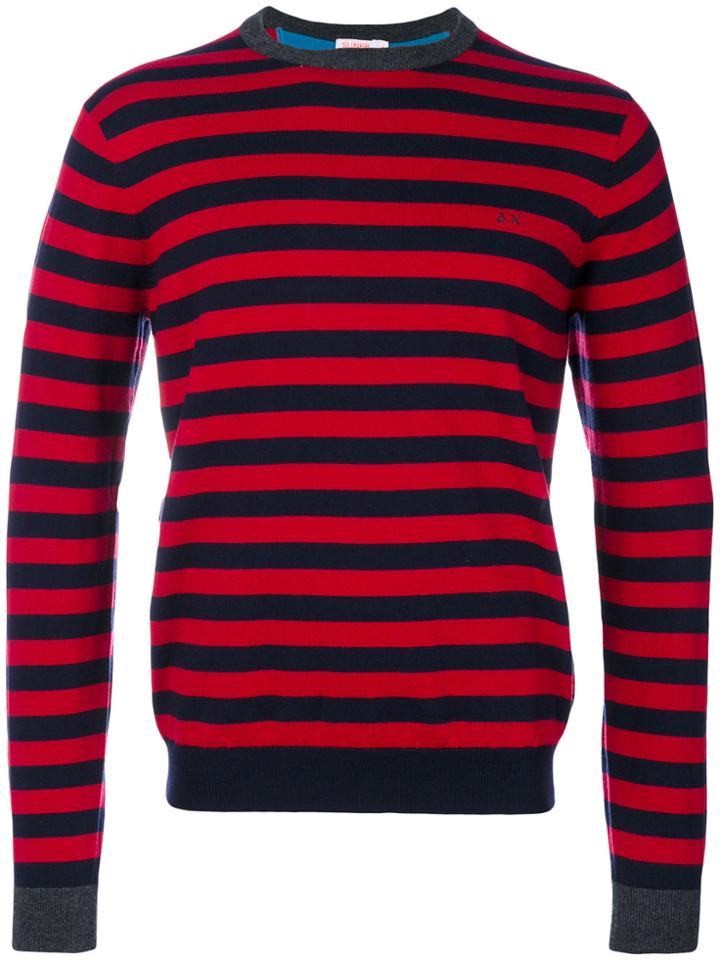 Sun 68 Striped Sweater - Red