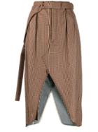 Unravel Project Mixed Material Skirt - Brown