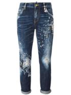 Amen Distressed Cropped Jeans, Women's, Size: 44, Blue, Glass/cotton
