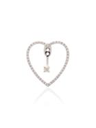 Yvonne Léon Silver Heart 18kt White Gold Diamond Earring - Metallic